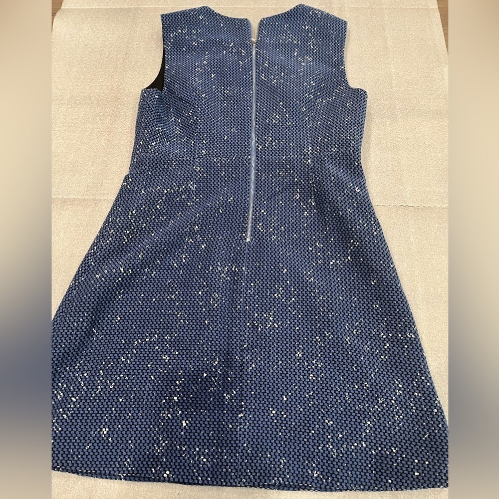 [12] Diane Von Furstenberg Yvette Navy Painted Tweed A Line Shift Dress - Picture 5 of 12